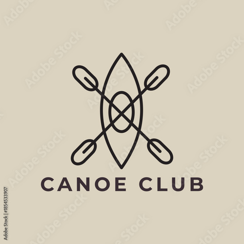 canoe sport outdoor line art logo vector symbol icon illustration minimalist design