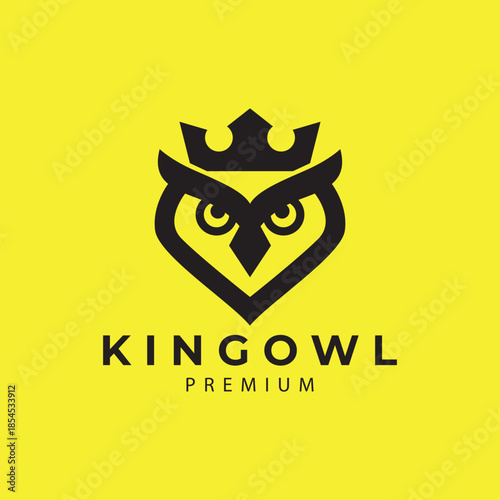logo simple owl crown vector icon symbol modern illustration design