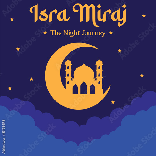 logo simple isra miraj background pamphlet banner vector icon symbol modern illustration design