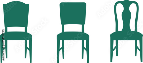Chair silhouette icons with varied backrest designs for furniture style comparison, interior design elements, and home decor illustration