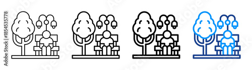 Public Park Icon Different Style Outline Collection Set