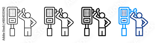Public Telephone Icon Different Style Outline Collection Set