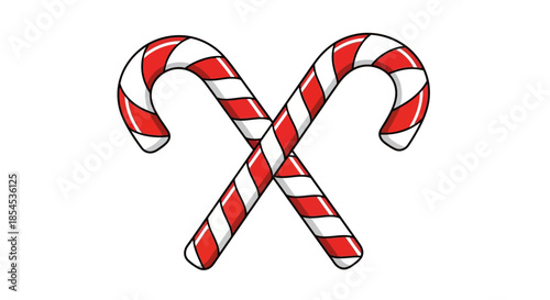 Two classic red and white striped candy canes crossed in a festive illustration, symbolizing holiday cheer and sweet treats.