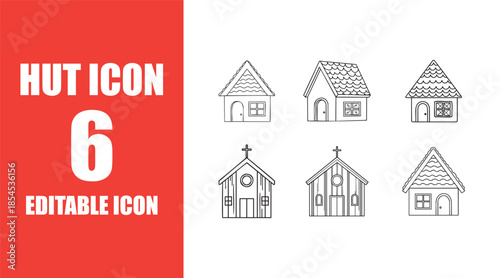 Set of Editable Hut Icons for Design and Illustration