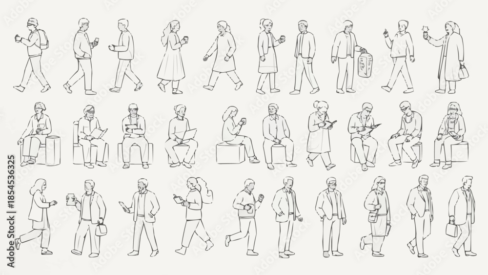 Fototapeta premium Collection of Various Human Figures Illustrated.