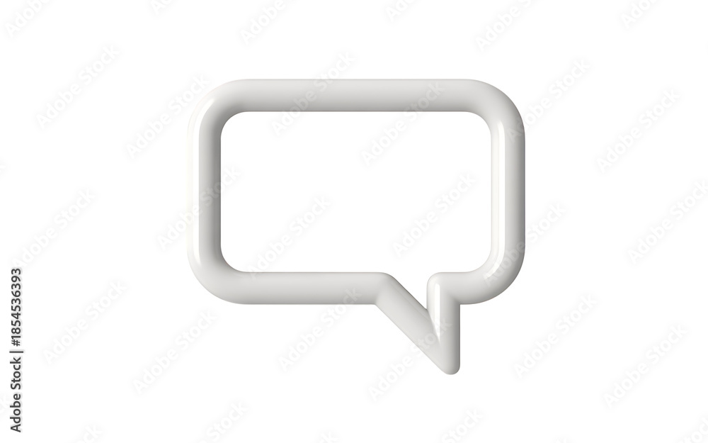 Fototapeta premium 3d white speech bubble icon isolated on transparent background