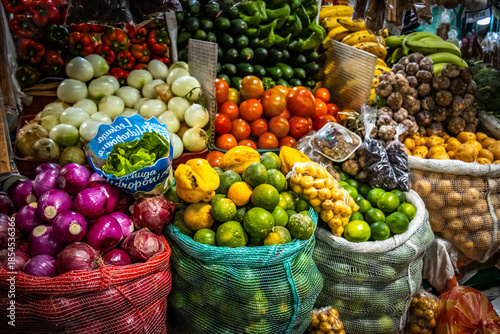 Fotografie fruit and vegetable market, paloquemao market, bogota, colombia, south america,