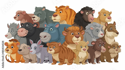 Group of Cartoon Animals Together.