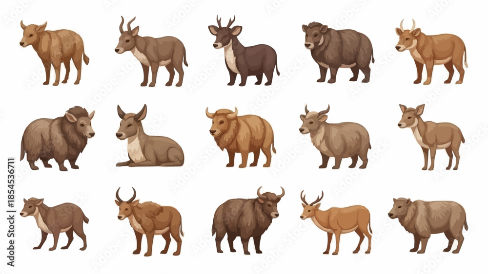 Fototapeta premium Various Antelope Species Illustrated in Different Poses.