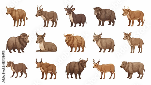 Various Antelope Species Illustrated in Different Poses.