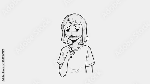 Young Girl with Unhappy Facial Expression.