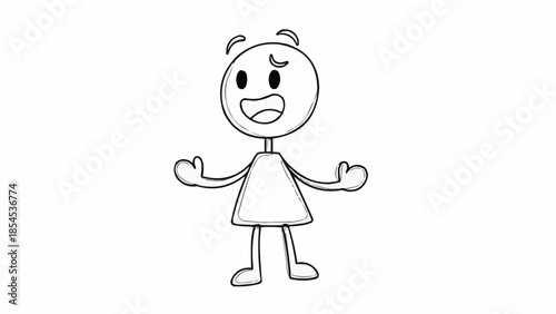 Simple Cartoon Character with Confused Expression.