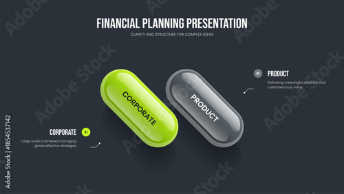 Financial Portfolio 2 Step Infographic Slideshow Template. Advertising Growth Presentation Design Vector Illustration. Product Review Two Option Diagram Frame Layout.