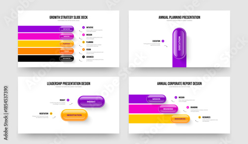 Sales Development 5 1 2 3 Element Infographic Slide Template Set. Professional Briefing Five One Two Three Option Diagram Frame Layout Vector Illustration Bundle.