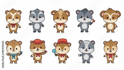 Cartoon Animal Characters Wearing Outfits.