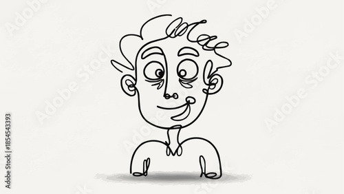 Cartoon Character with Happy Facial Expression.