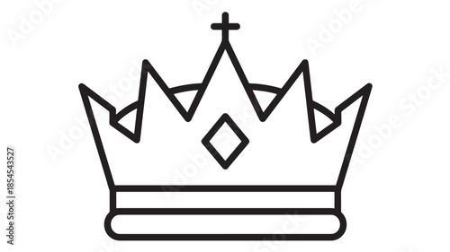Elegant crown icon design with a diamond perfect for royalty on transparent background silhouette