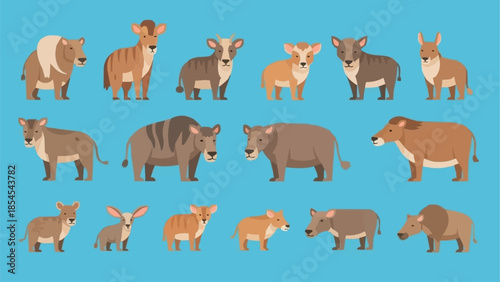 Collection of Various Wild Boar Animals.
