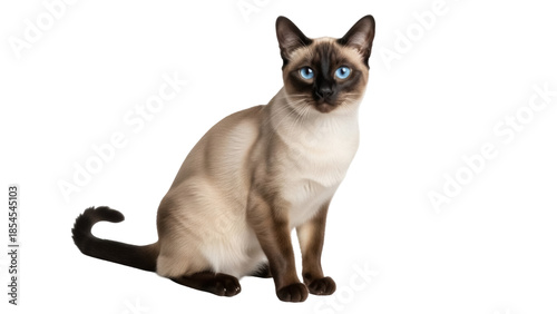 Foto Elegant Siamese cat PNG isolated on transparent background, beautiful seal point