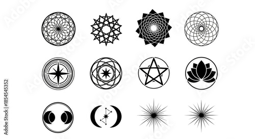 Various spiritual and sacred geometric symbols.
