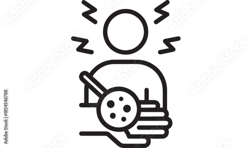 Person offering a cookie with dizziness lines simple line art silhouette on transparent background