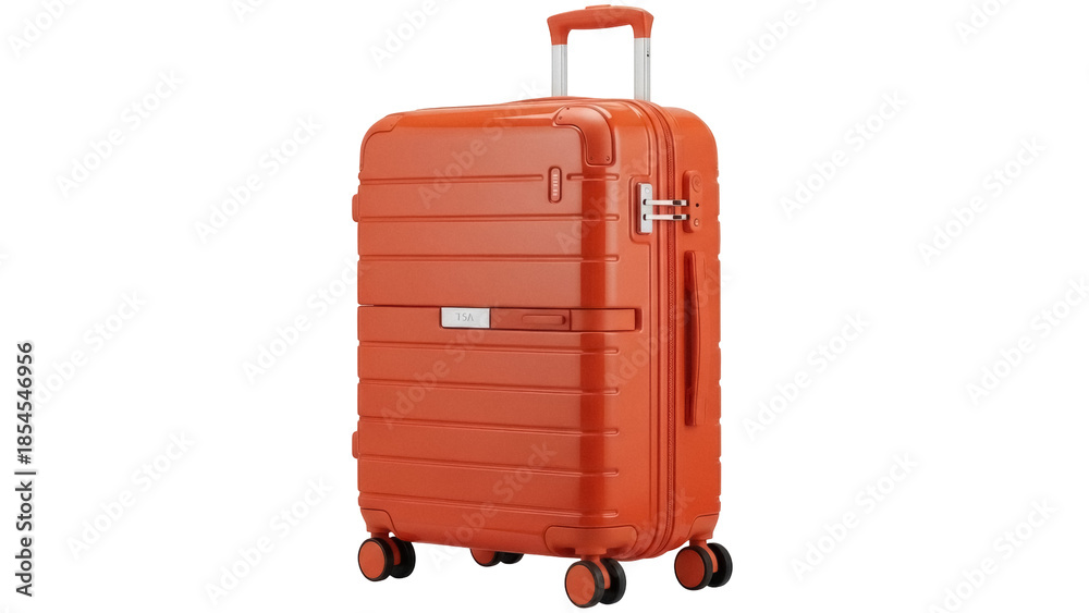 Αυτοκόλλητο Orange hard shell suitcase isolated PNG, modern luggage with wheels for travel a