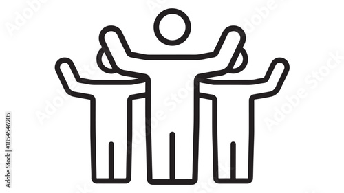 Group of people raising hands in celebration on transparent background silhouette