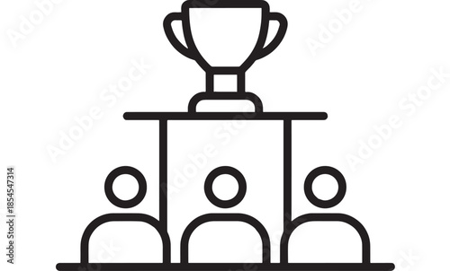 Award ceremony with three audience members on transparent background silhouette