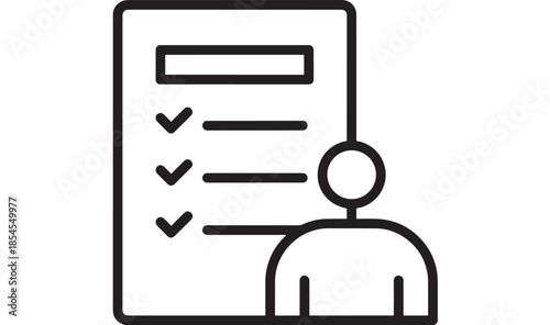 Checklist with a person icon simple line art on transparent background silhouette