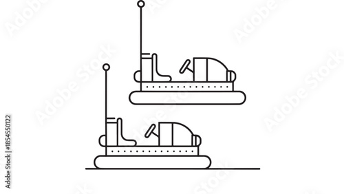Line art illustration of two boats with people on transparent background silhouette