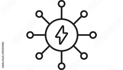 Electrical connection with lightning bolt inside network design on transparent background silhouette