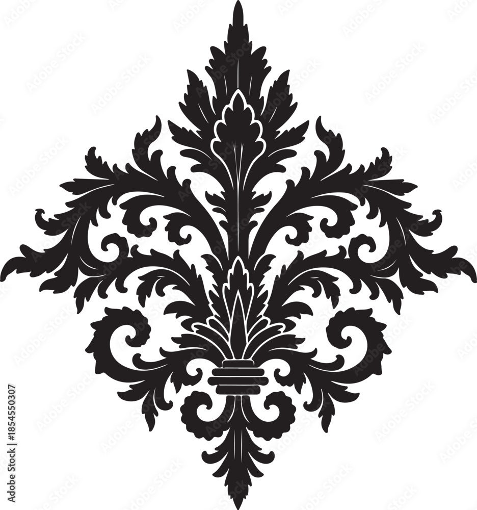 Obraz premium Black ornate floral damask design element vector