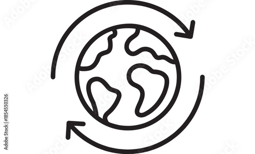 Global recycling symbol with earth illustration on transparent background silhouette