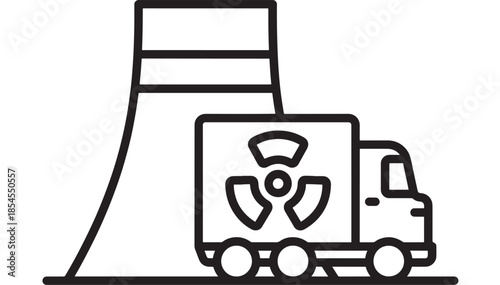 Nuclear waste transport vehicle icon a minimalist design on transparent background silhouette