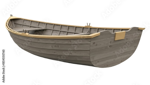 Foto Wooden rowboat PNG isolated on transparent background, vintage dinghy vessel for
