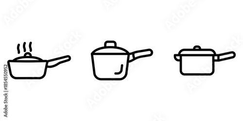 saucepan outline or line icon design bundle.