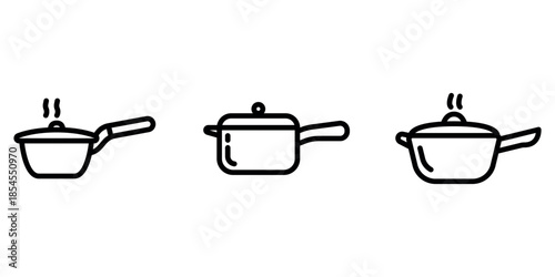 saucepan outline or line icon design bundle.