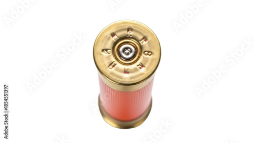Bild auf Leinwand Red and gold shotgun shell isolated PNG, ammunition for hunting and sport shooti