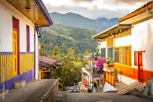colourful houses of salento, coffee region, andes, colombia, south america, latin america