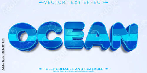 Water editable text effect, editable aqua and blue text style