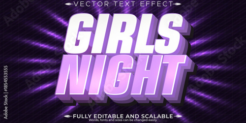 Girly text effect, editable feminine and retro customizable font style