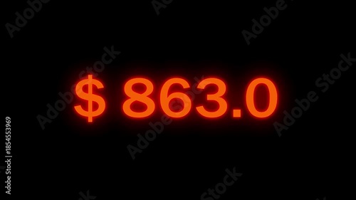 Counting dollars animated number. 0 to 5000 dollar counting animation.  Money Number Counter. 