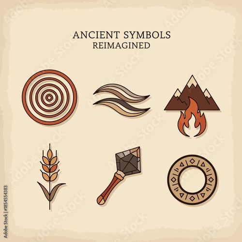 Explore ancient mysteries reimagined with captivating elemental symbols, perfect for historical designs or educational projects, evoking timeless wisdom
