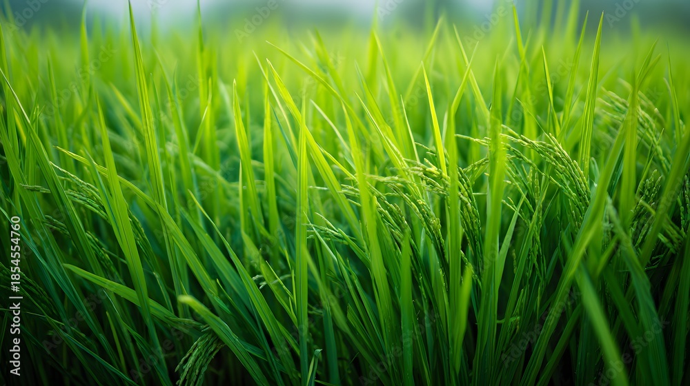 Obraz premium Fresh Green Grass Field Close Up Nature Growth Background