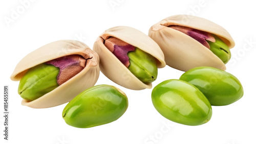 Wallpaper Mural Pistachios PNG isolated on transparent background, shelled and unshelled nuts with green kernels, healthy snack and ingredient Torontodigital.ca
