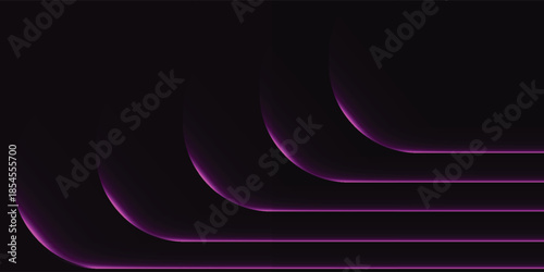Abstract dark background with glowing purple curved lines.