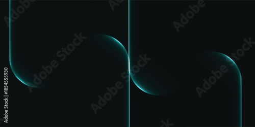 Abstract Dark Background with Glowing Green Lines and Curves.