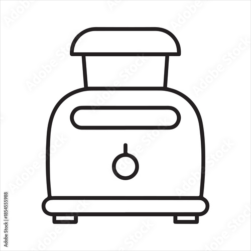 Illustration of a toaster with simple outline style on transparent background silhouette