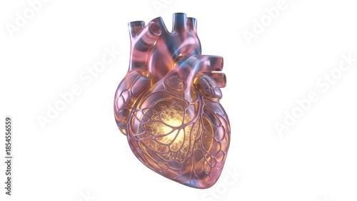 Photos Anatomical heart model isolated PNG on transparent background, detailed medical