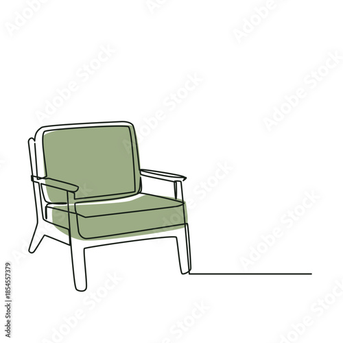 Chair furniture one line drawing. Chair furniture single line illustration. Chair furniture minimalist line art. Chair furniture vector art